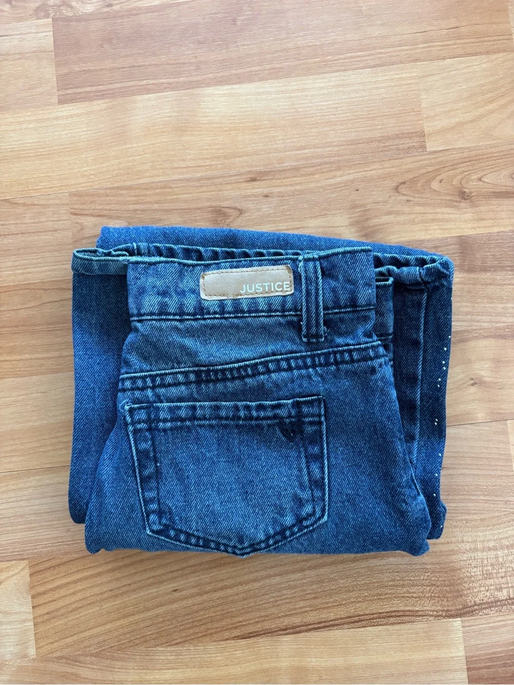 Justice Girls Blue wide Leg Jeans with White Speckle 8